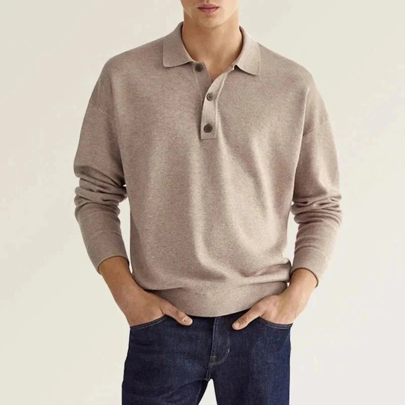 Men's Long-Sleeve Polo Shirt Soft Comfortable