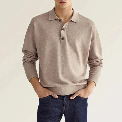 Men's Long-Sleeve Polo Shirt Soft Comfortable