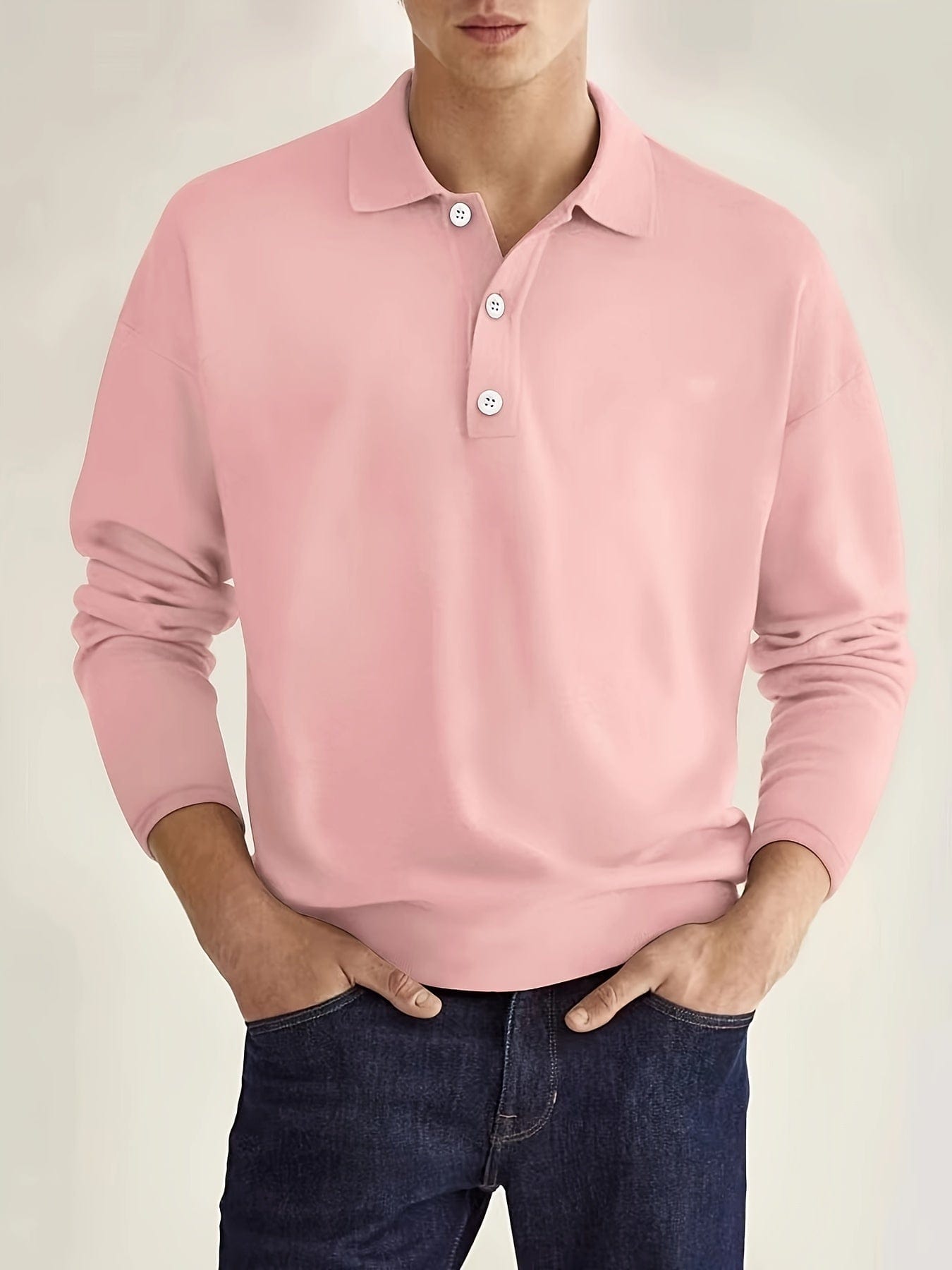 Men's Elegant Long-Sleeve Polo Shirt