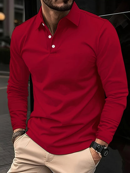 Men's Elegant Long-Sleeve Polo Shirt