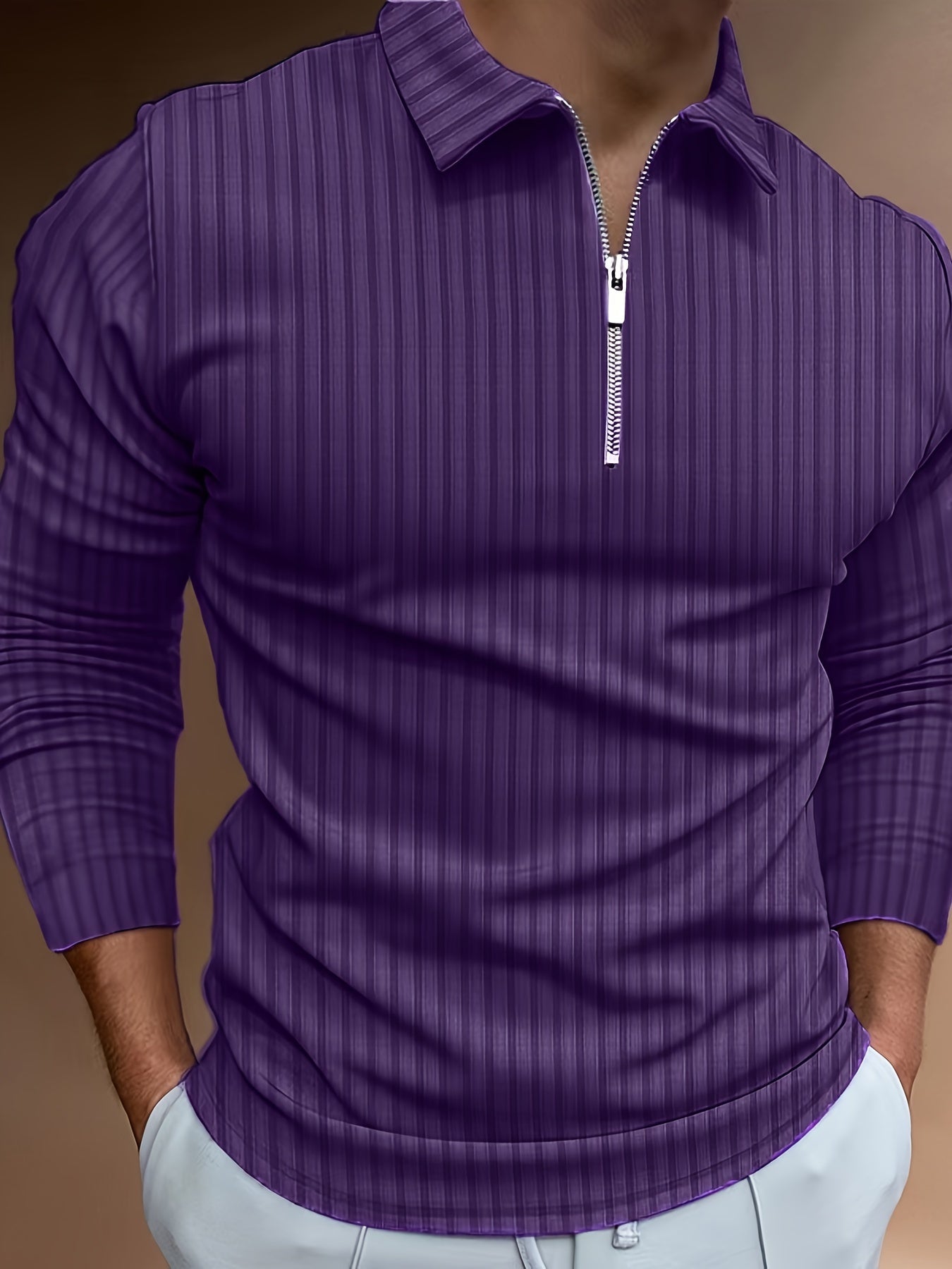 Men's Polo Shirt Slim Fit Stand-Up Collar
