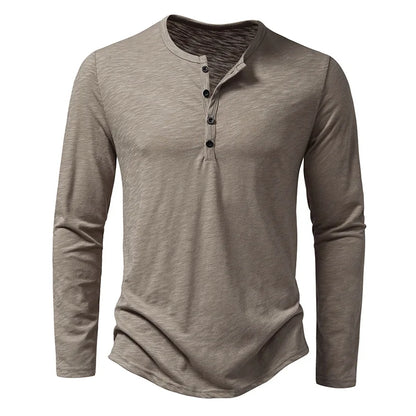 Men's Long Sleeve Solid Henley Shirt