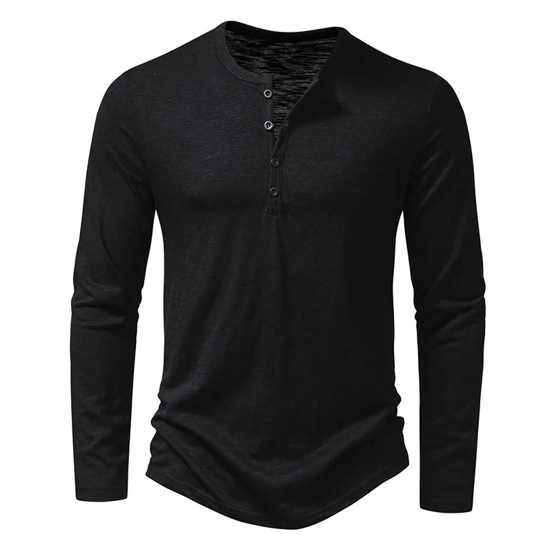 Men's Long Sleeve Solid Henley Shirt