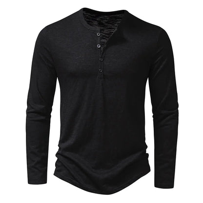 Men's Long Sleeve Solid Henley Shirt