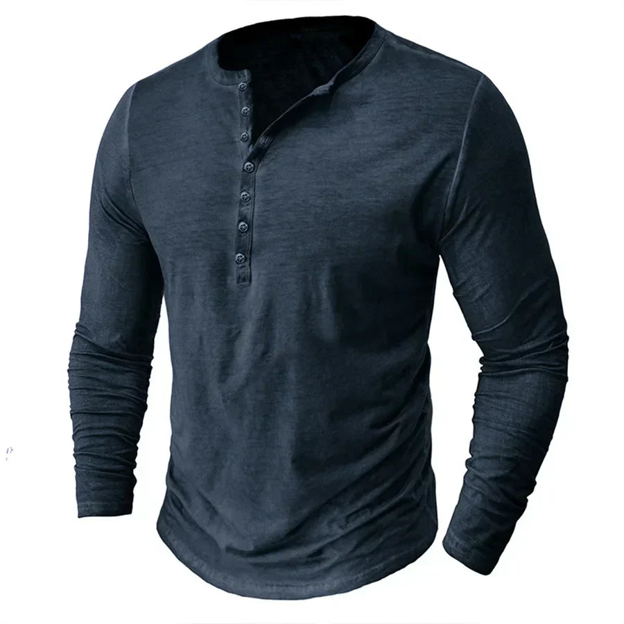 Men's Long-Sleeved Shirt with Buttons