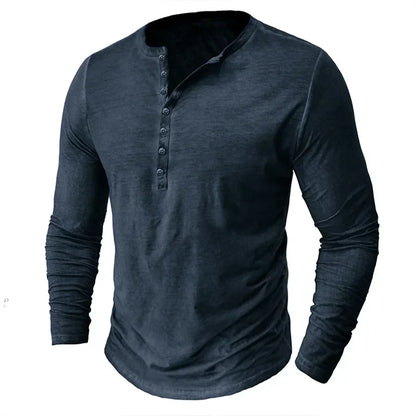 Men's Long-Sleeved Shirt with Buttons