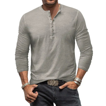 Herren Langarmshirt Mit Knöpfen - IdealeKleiden