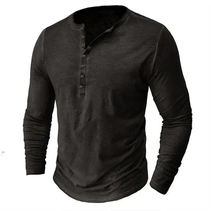 Men's Long-Sleeved Shirt with Buttons