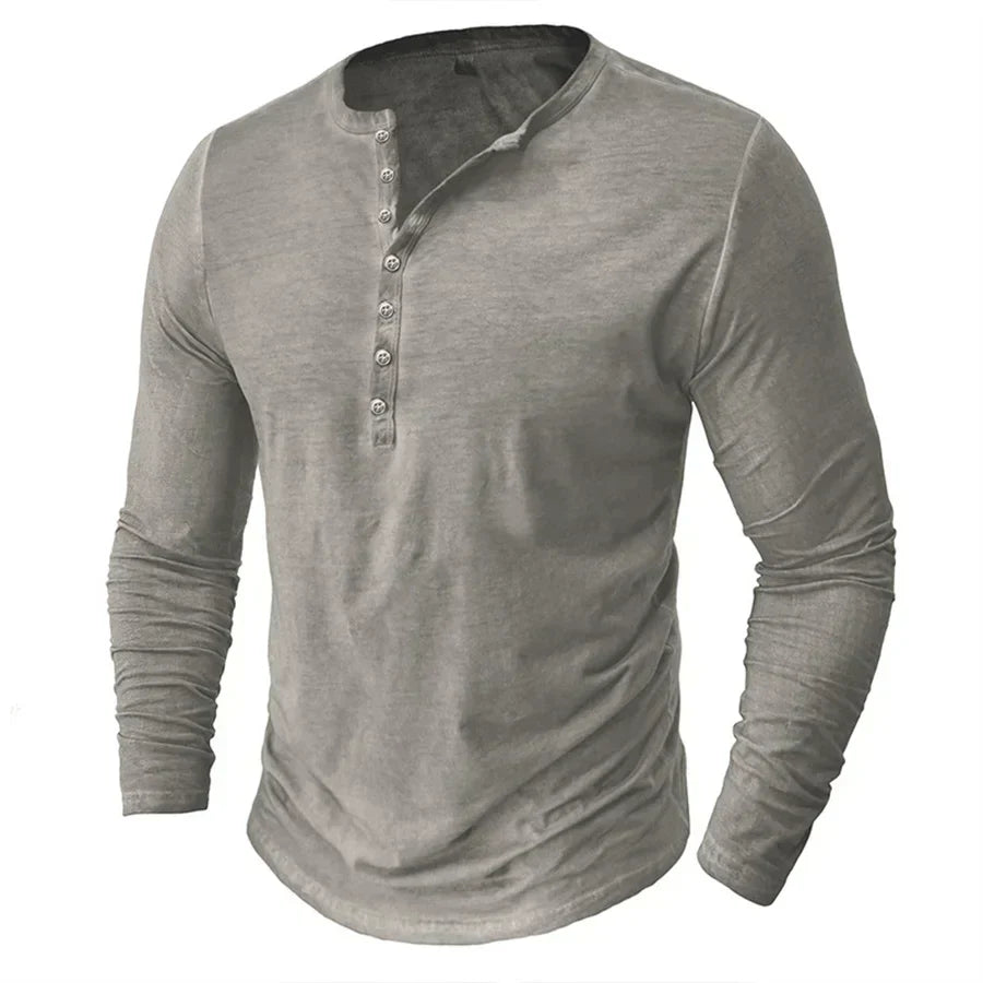 Men's Long-Sleeved Shirt with Buttons