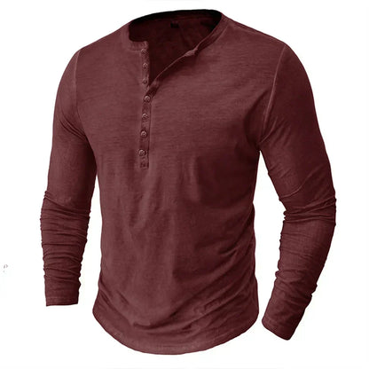Men's Long-Sleeved Shirt with Buttons