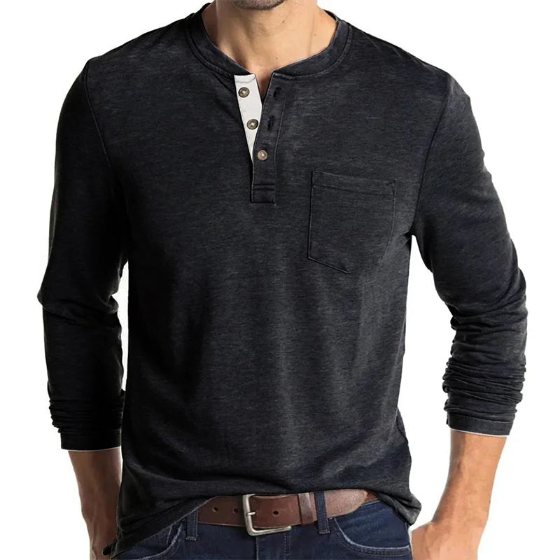 Men's Long Sleeve Basic Crew Neck T-Shirt