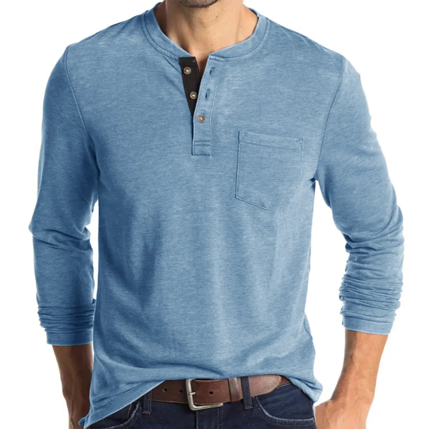 Men's Long Sleeve Basic Crew Neck T-Shirt