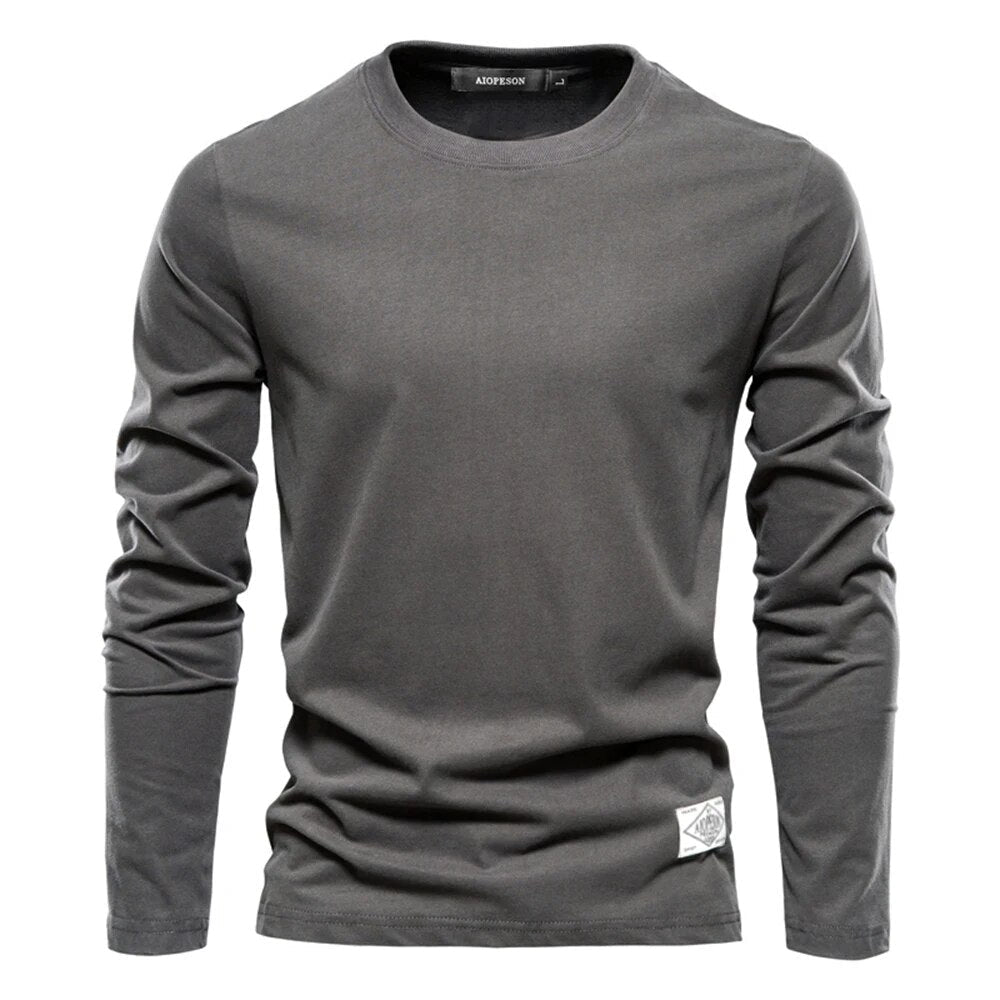 Men's Solid Color Long Sleeve Crewneck T-Shirt