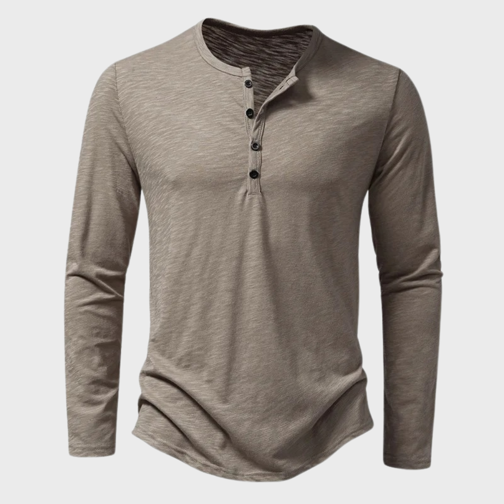 Men's Long-Sleeve Shirt Quarter-Button Modern