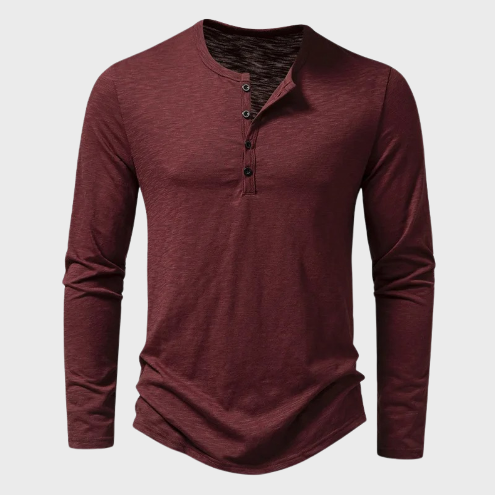 Men's Long-Sleeve Shirt Quarter-Button Modern