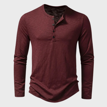 Men's Long-Sleeve Shirt Quarter-Button Modern