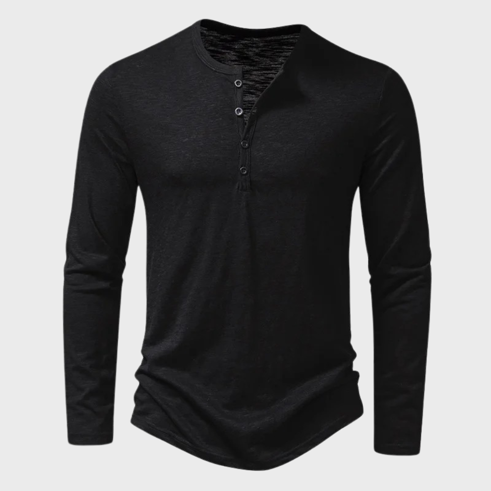 Men's Long-Sleeve Shirt Quarter-Button Modern