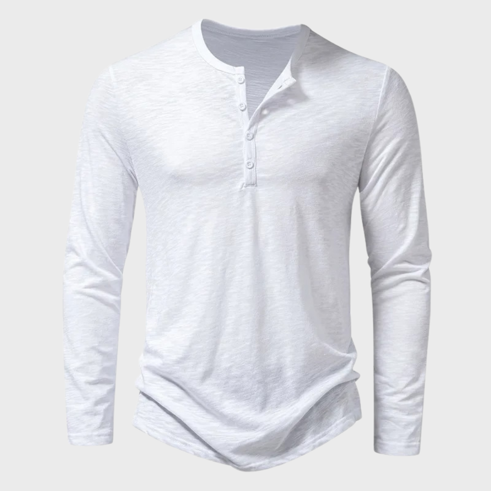 Men's Long-Sleeve Shirt Quarter-Button Modern