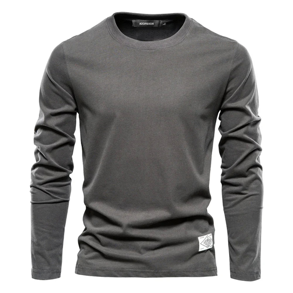 Men's Plain Long Sleeve Round Neck T-Shirt