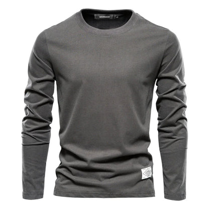 Men's Plain Long Sleeve Round Neck T-Shirt