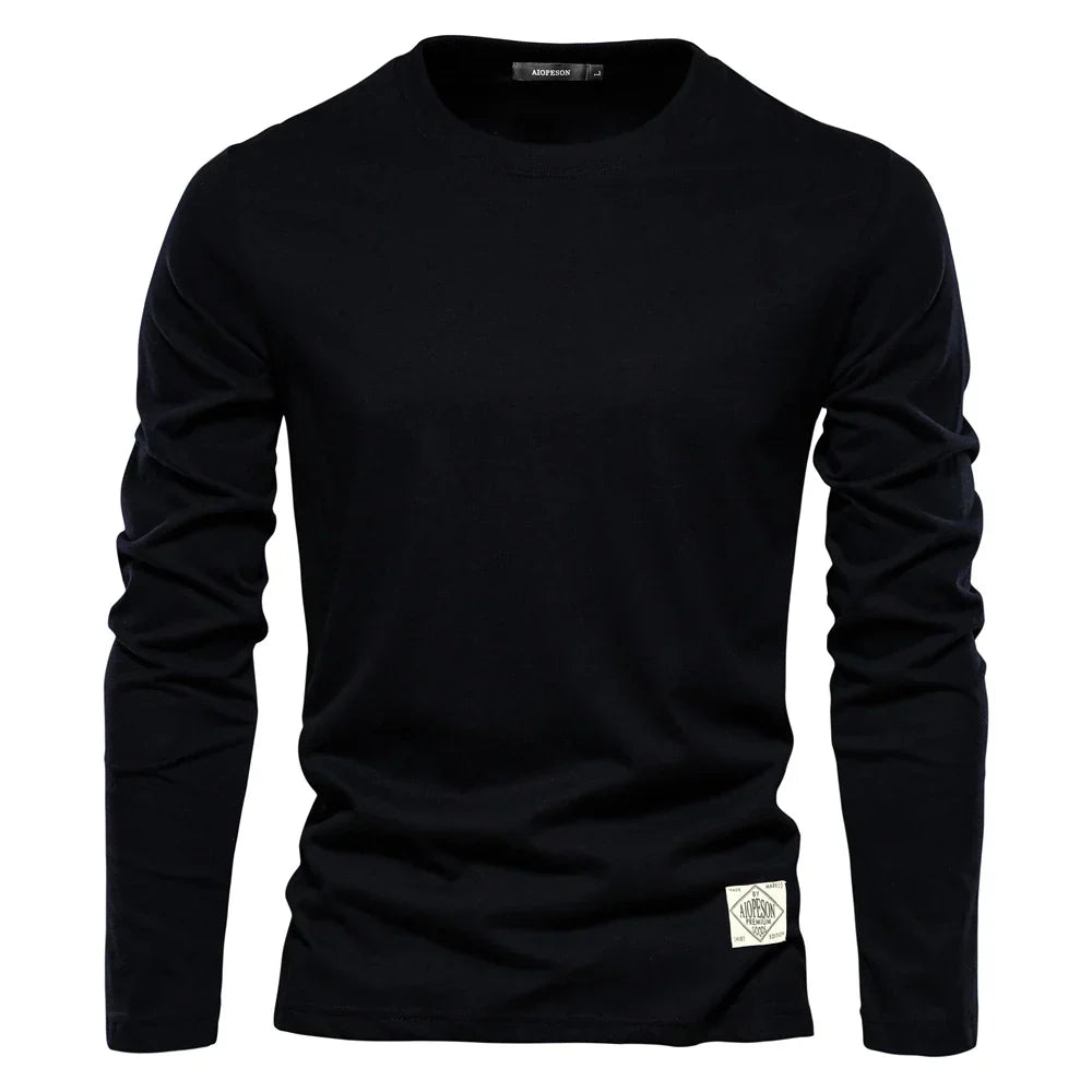 Men's Plain Long Sleeve Round Neck T-Shirt