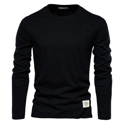 Men's Plain Long Sleeve Round Neck T-Shirt