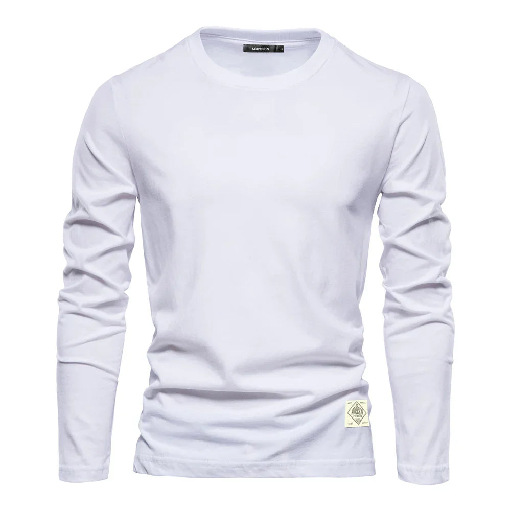 Men's Plain Long Sleeve Round Neck T-Shirt