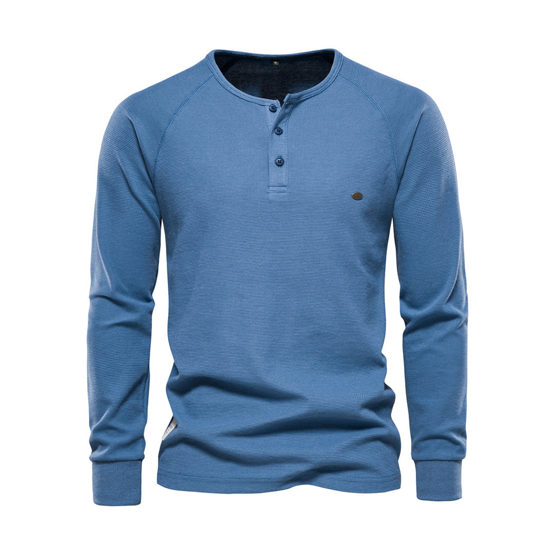 Men's Long-Sleeve Simple Quarter-Button