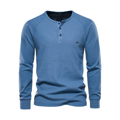 Men's Long-Sleeve Simple Quarter-Button