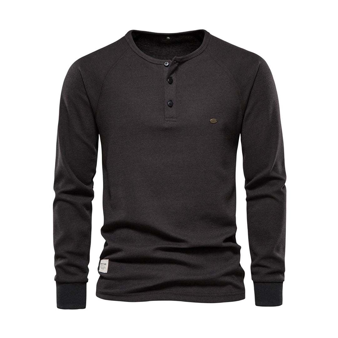 Men's Long-Sleeve Simple Quarter-Button