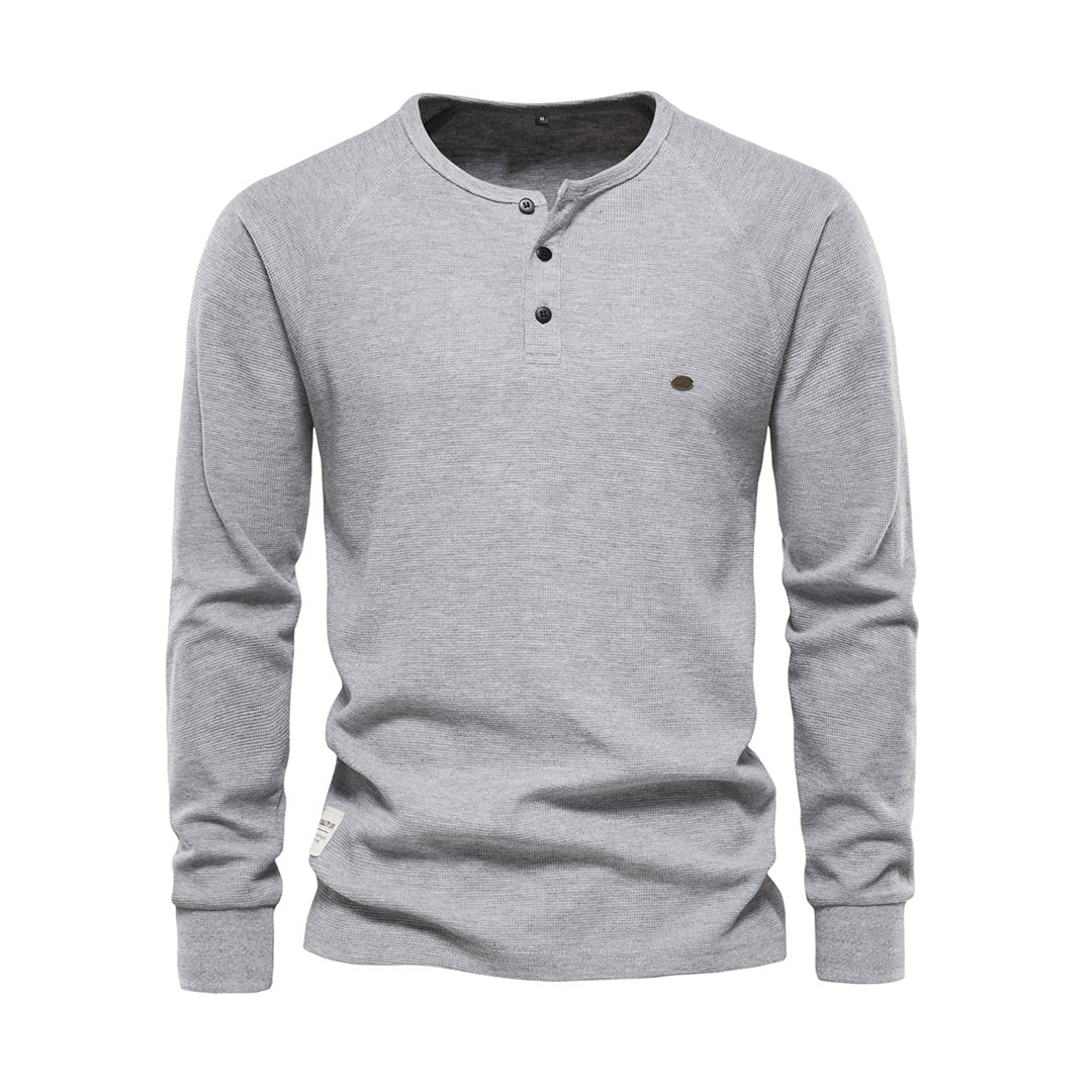 Men's Long-Sleeve Simple Quarter-Button