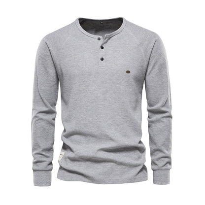 Men's Long-Sleeve Simple Quarter-Button