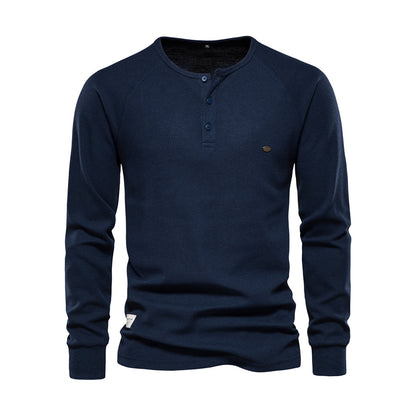 Men's Long-Sleeve Simple Quarter-Button