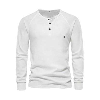Men's Long-Sleeve Simple Quarter-Button