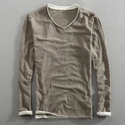 Men's Long-Sleeve V-Neck Modern T-Shirt