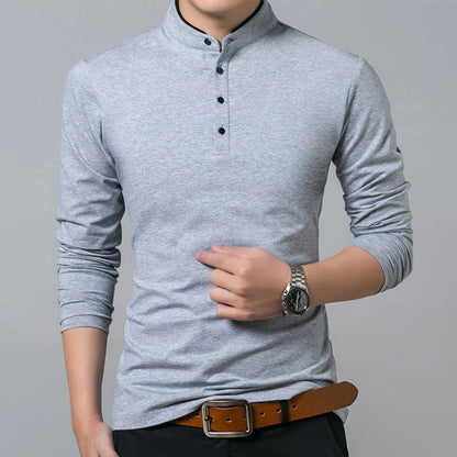 Men's Slim Fit Polo Shirt Button Placket