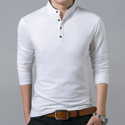 Men's Slim Fit Polo Shirt Button Placket