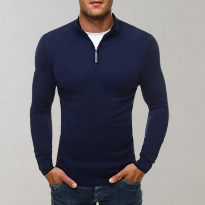 Men's Long Sleeve T-Shirt Slim Fit Zipper