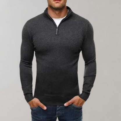 Men's Long Sleeve T-Shirt Slim Fit Zipper