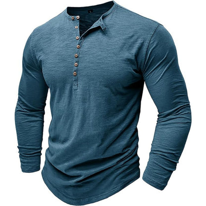 Men's Long-Sleeve T-Shirt Elegant Henley Style