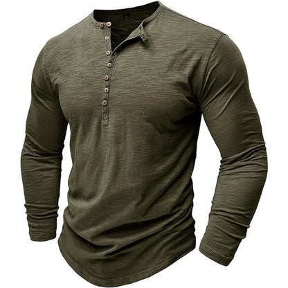 Men's Long-Sleeve T-Shirt Elegant Henley Style
