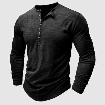 Men's Long-Sleeve T-Shirt Elegant Henley Style