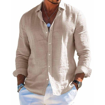 Men's Loose Fit Linen Long Sleeve Shirt