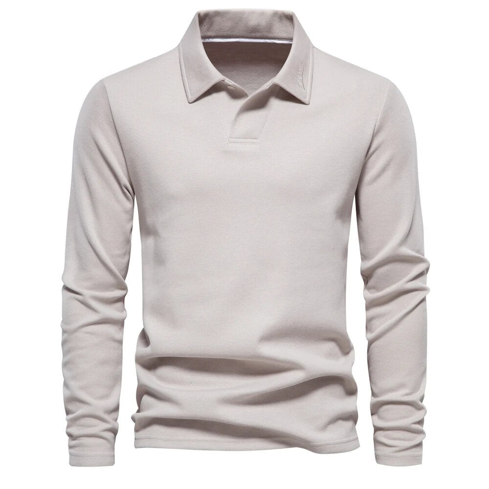 Men's Polo Shirt Elegant Design Long Sleeve