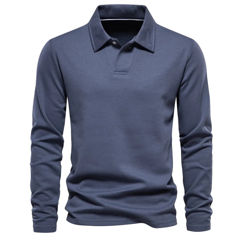 Herren Poloshirt Elegantes Design Langarm - IdealeKleiden