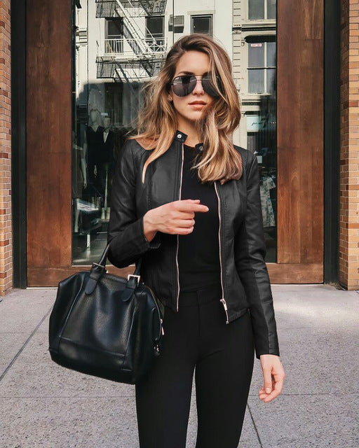 Stylish Women's Short & Elegant Leather Jacket