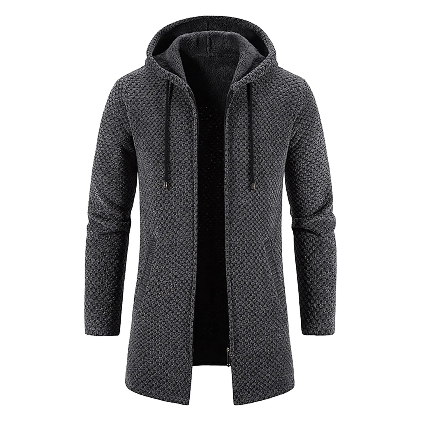 Men's Knitted Cardigan Hooded Jacket Long