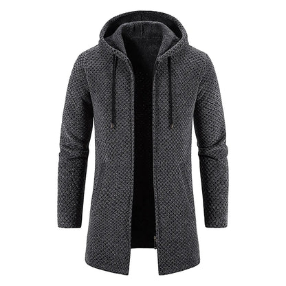 Men's Knitted Cardigan Hooded Jacket Long