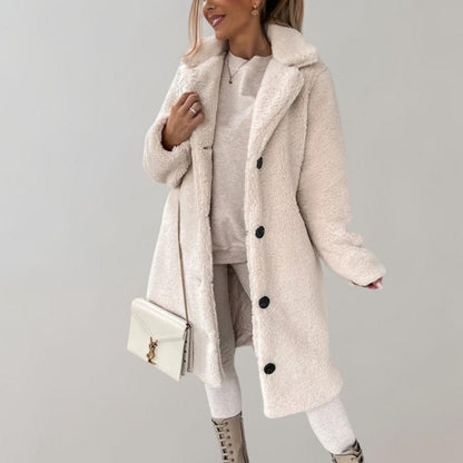 Teddyjacke Damen Weiß Warm Modern - IdealeKleiden
