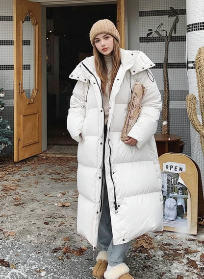 Warme Damenpufferjacke Winddicht mit Kapuze - IdealeKleiden